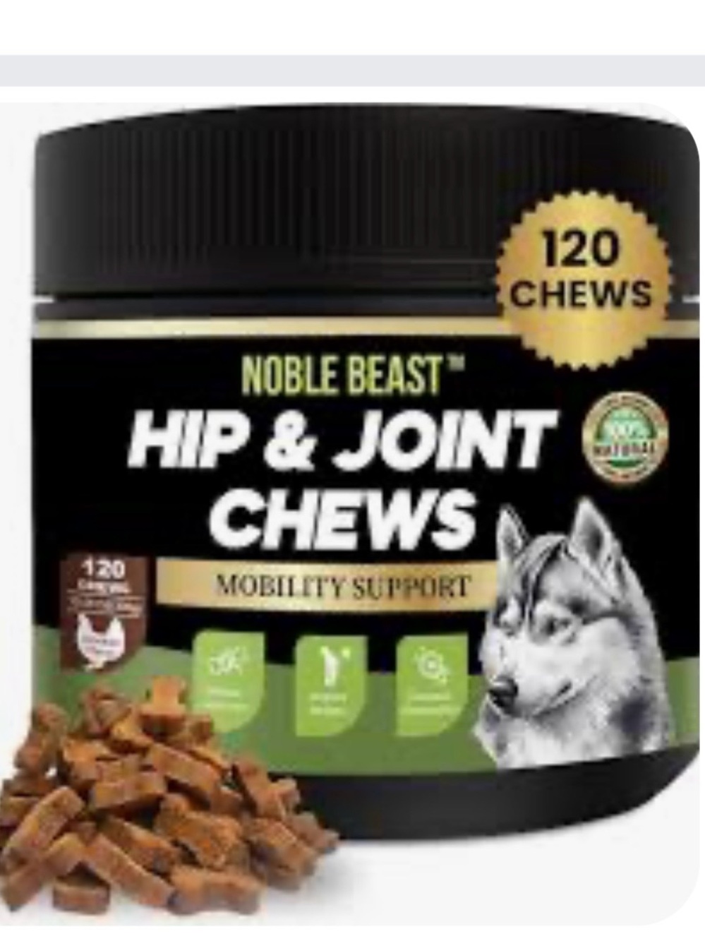 NEW Noble Beast Hip & Joint Chews – 120 Count – CLEARANCE SALE